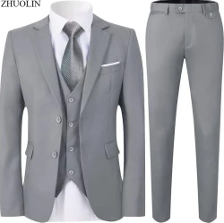 Elegant Suit For Men Wedding 3 Pieces 2 Sets Jackets Vest Pants Blazers Full Fashion Luxury Coats 2025 Formal Classic Costume