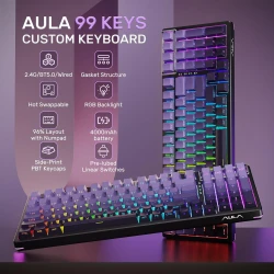AULA F98 Gaming Mechanical Keyboard Full-size Three-mode Bluetooth/2.4G/USB-C Backlight 99 Keys Customized keyboard for PC MAC