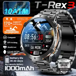2025 New T-Rex3 1000mAh Battery Sports SmartWatch 1.73" AMOLED Screen 10ATM Waterproof Compass Altimeter Military Smartwatch Men