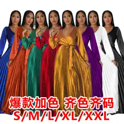 2 PCS XL-5XL Dashiki African Clothes for Women Autumn Fashion Long Sleeve V-neck Polyester Pleat Top Long Skirt Matching Sets