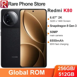 Global ROM Xiaomi Redmi k80 5G 256GB/512GB Snapdragon 8 gen 3 6.67” 2K Screen 50MP+20MP Camera 90W 6550mAh Battery