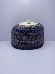 Blue Stripped – Hausa/Fulani Cap, Kufi, Handwoven Cap, Zawa