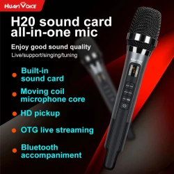 H20 Microphone with Sound Card Effects All-in-One Microphone Reverb Connecting Cell Phone for Podcast Equipment Live