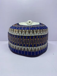 Blue Stripped – Hausa/Fulani Cap, Kufi, Handwoven Cap, Zawa