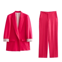 PB&ZA 2024 Spring New Women's Fashionable temperament casual versatile suit jacket+straight leg pants set