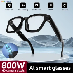 2025 New 800W Camera Smart Glasses AI Voice Talk Translation Sport Headphones Sunglasses BT Call Conference Video Recorder Gift