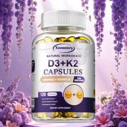 Vitamin D3+K2 Capsules - Supports Heart, Bone and Immune Health, Promotes Blood Circulation and Improves Sleep Quality