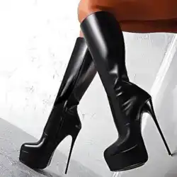 Arden Furtado 2025 Autumn Platform Mixed Colors Knee high boots Round toe Side zipper Super high heel Modern boots Women's Boots