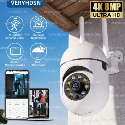 8MP Wireless PTZ Security Camera – WiFi Outdoor IP Camera with 4X Zoom, AI Human Tracking, Two-Way Audio & Full-Color Night Vision
