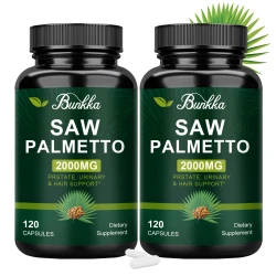 BUNKKA Saw Palmetto Vegetarian Capsule Support Prostate&Urinary Health DHT Blocker for Healthy Hair 120pcs with Lycopene Vitamin