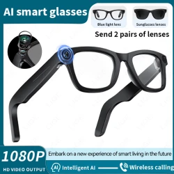 LIGE 800W Pixel Intelligent Glasses 1080P HD Shooting Video Recording Voice Assistant Call AI Translation Smart Sunglasses Lens