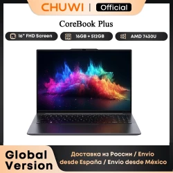 CHUWI CoreBook Plus Laptop 16inch FHD Screen R5-7430U 6 Cores Gaming Laptop 16GB RAM 512GB SSD Metal Body Notebook With Cooler