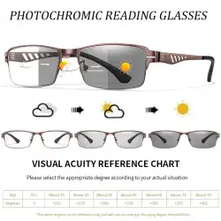 Fashionable Photochromic Reading Glasses Metal-Frame Vintage Rectangular Eyewear for Presbyopic Glasses and daily wear