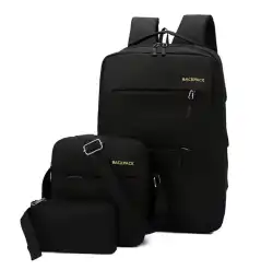 3-Piece Black Backpack Set for Men and Women