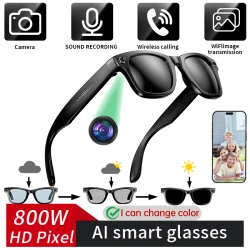 Smart Glasses 8 Million Pixels Recording Videos AI Photo Recognition Answer Translation 270mAh IP65 Waterproof Bluetooth Glasses