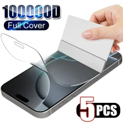 5Pcs HD Hydrogel Film for iPhone 16 15 14 13 12 11 Pro Plus XR XS Max Soft Screen Protector Film Anti-Fingerprint Film