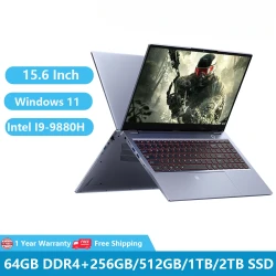 2025 Gaming Notebooks I9 Laptops Computer PC Windows 11 15.6 inch Intel I9-9880H 64GB RAM Dual M.2 2TB SSD DDR4 Backlit WiFi