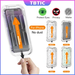 TBTIC Screen Protector For iPhone 15 14 13 12 11 Pro Max Plus XR X Xs XSMAX Tempered Glass Privacy HD Matte With Auto Alignment