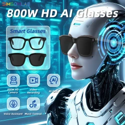 800W Camera Smart Glasses AI Conversation 1200P Video Recorder Music Earphone Wireless Call UV Protection Lenses for Xiaomi 2025