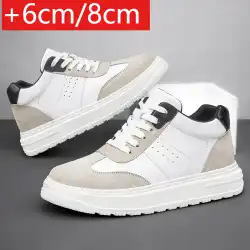 2025Mens Elevator Shoes Height Increase Invisible 6/ 8cm Sports Sneakers Elevate Taller Lift Leather Shoes
