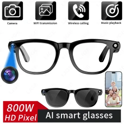 LIGE 8MP Camera AI Translation Smart Glasses 1080P Video Recording Bluetooth Call Voice Assistant 270mAh Battery Sunglasses Gift