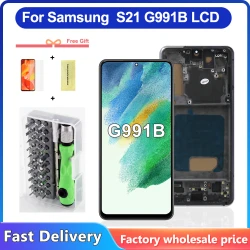 S21 LCD Screen With Frame, For Samsung S21 5G SM-G991B G991B/DS LCD Display Touch Screen Digitizer Assembly