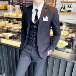 2025 High quality British style suit (suit + vest + trousers) Fashion and handsome trend business casual three-piece set