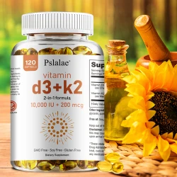 Vitamin D3 10000 IU with K2 200 Mcg, 120 Soft-Gels | 2 in 1 Immune Support, Healthy Muscle Function and Bone Health