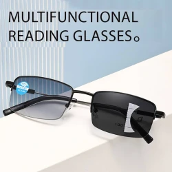 2025 Titanium Photochromeic Multifocal Reading Glasses Men Anti Blue Light Progressive Multifocus Reading Glasses Women 1.0-3.5