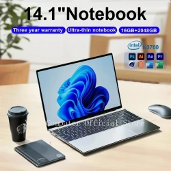 2025 New Laptop Global Version Intel N3700 Ultra Thin 14.1-inch HD Screen 16G+2048G DDR4 High Speed WIFI 5+Office computer
