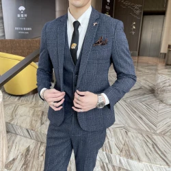 2025 High quality fashion handsome all matching (suit + vest + trousers) leisure business trend boutique three-piece set