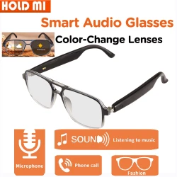 Smart Audio Glasses Color-Change Lenses Wireless BT Smartglasses Anti-blue Light Ai Voice Assistant Camera Music Control GS10