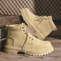 2025 Men's Vintage Suede Ankle Boots Autumn Combat Boots Fashion Lace Up Winter Outdoor Warm Leisure Shoes Lace Up Botas