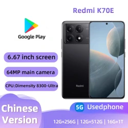 Redmi K70E 5G Android 6.67-inch RAM 12GB ROM 256GB Smartphone Dimensity 8300-Ultra 64MP 90W Charger 5500mAh used phone