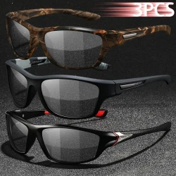 3PCS Photochromic Polarized Sports Vintage Sunglasses Men Women Cycling Driving Mountaineering Chameleon Sun Glasses UV400Eyewer