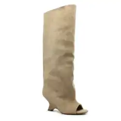 2025 New Peep Toe Long Boots Summer Thick High Heels Women's Knee Boots Large Size Shoes Ladies Slip-on Strange Heels Cool Boots