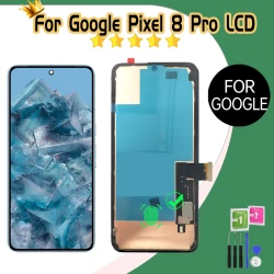 LCD For Google Pixel 8 Pro LCD Super AMOLED Display Touch Screen With bracket Digitizer Assembly Replacement GC3VE G1MNW Display