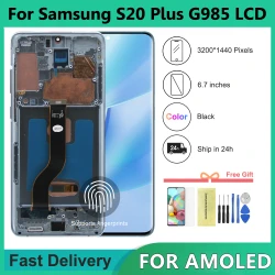 For AMOLED S20 Plus Screen Replacment for Samsung S20+ G985 G985F G985F/DS LCD Display Touch Screen with Frame Assembly