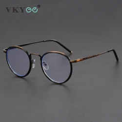 VICKY New Retro Round Geometric Design Men's and Women's Anti-blue Light Reading Glasses Can Be Customized Prescription 1043
