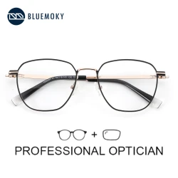 BLUEMOKY Trendy Round Progressive Prescription Glasses High-quality Metal Photochromic/Myopia Optical Eyeglasses for Unisex