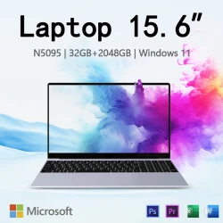 New 15.6" Inch Laptop Windows 11 Pro N5095 1920x1080 32GB+2048 GB Backlit Keyboard Portable Office Entertainment Laptop