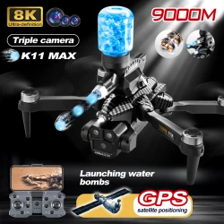 K11 MAX Drone 8K HD Foldable FPV ESC RC Tripple Camera Optical Flow Positioning Brushless Lauching Water Bombs