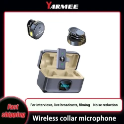 YARMEE Wireless Lavalier Microphone Magnetic suction Collar Mic For iPhone Android，For Interviews live broadcasts filming