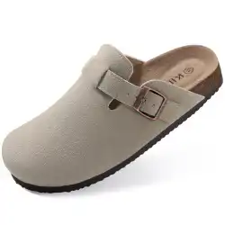Cresatr Retro Brand Cork Clogs Slippers For Women Men Mules Shoe with Arch Support New Unisex Summer Beach Shoes Suede Sandals