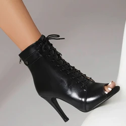 DKZSYIM Woman Latin Dance Shoes leather Party Tango Dance Booties for Women Salsa Dance Heels Ballroom Shoes Sexy Stilettos