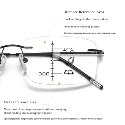 Business  Anti-blue Progressive Multifocal Reading Glasses Women Frameless Elderly Eyewear Men Protable Presbyopic Glasses