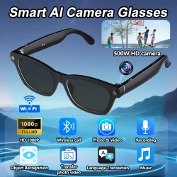 New Smart Glasses 500W HD Camera 1080P Video/Photo Record AI Translation Waterproof Bluetooth Call Smart Glasses Women Men