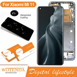 6.81''AMOLED Display with frame for Xiaomi Mi 11 LCD Touch Screen Digitizer Assembly Repair Parts for Xiaomi 11 Display