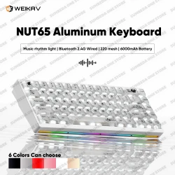 WEIKAV NUT65 Mechanical Keyboard Kit 68% layout Aluminium Gaming Keyboard BT 2.4G Wired Gasket RGB Quick Disassembling QMK/VIA