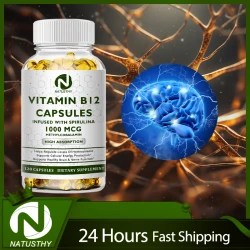 1000mcg Vitamin B12 Capsules With Organic Spirulina - Immune Nervous System - Support Mental Clarity - Energy Metabolism Support